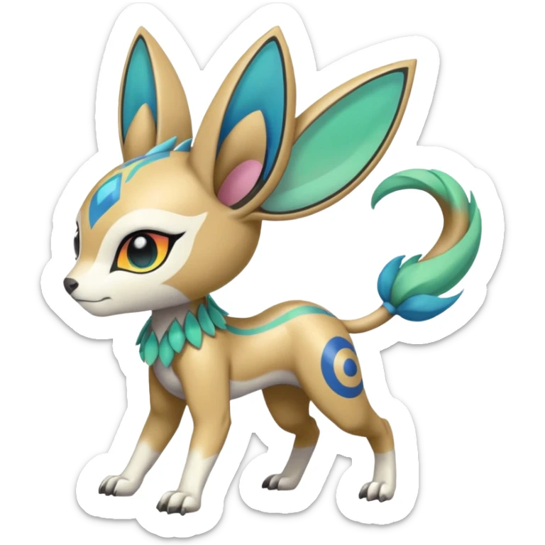 Colorful Exotic Randomly-colored Cartoon Anime Meloetta-WereGarurumon-Trico-Pokémon-Fakémon-fusion-hybrid-creature sticker