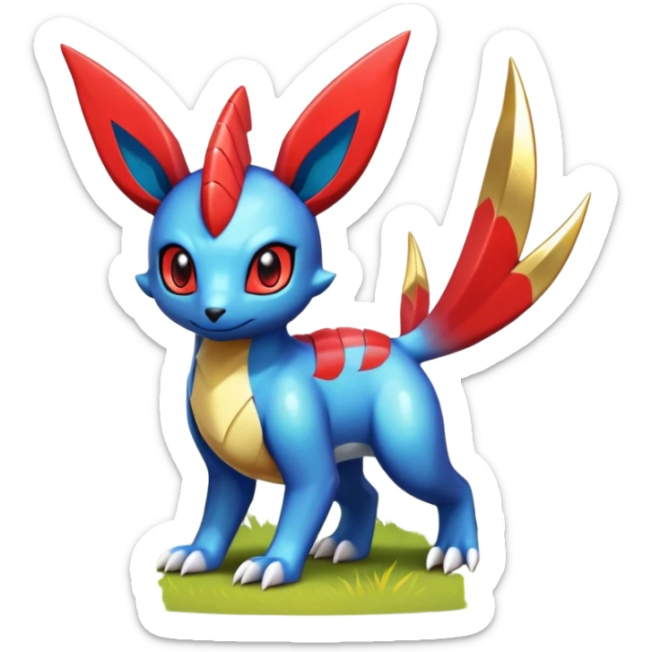  Cute Shiny Exotic Colorful Guilmon-Latias-Koraidon-Umbreon-Fakémon-hybrid-creature (full body)  sticker