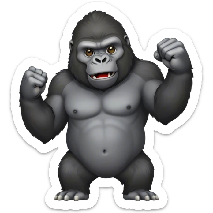 king kong gorilla with one hand out saying stop and one hand wiith a fist sticker