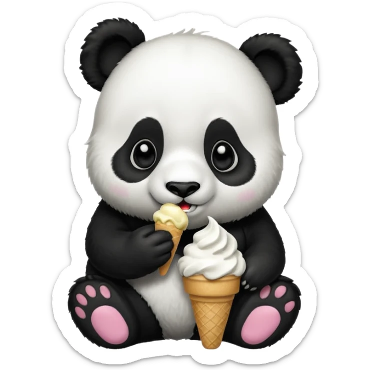 Panda eating ice cream sticker