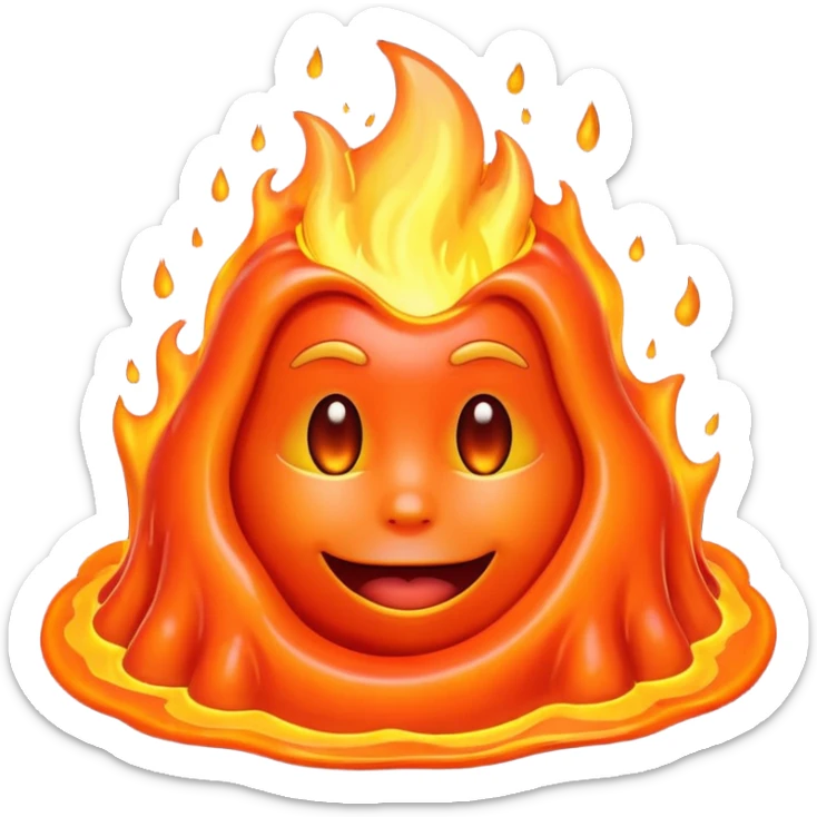 create an emoji of a little lava flow, no face just the lava, no volcano, something like a stain sticker
