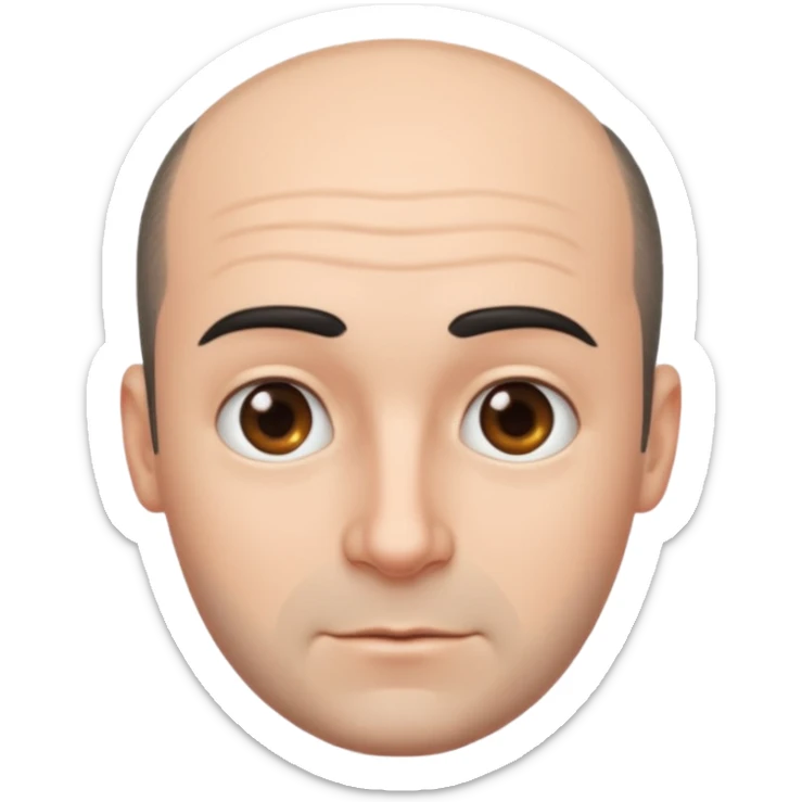 Fais un homme dégarnis sur le haut de son crâne et les cheveux noir court sur le côté sticker