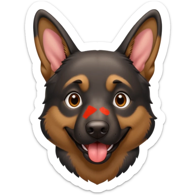 cartoon style dark German Shepherd dog with longer tongue hanging out  sticker