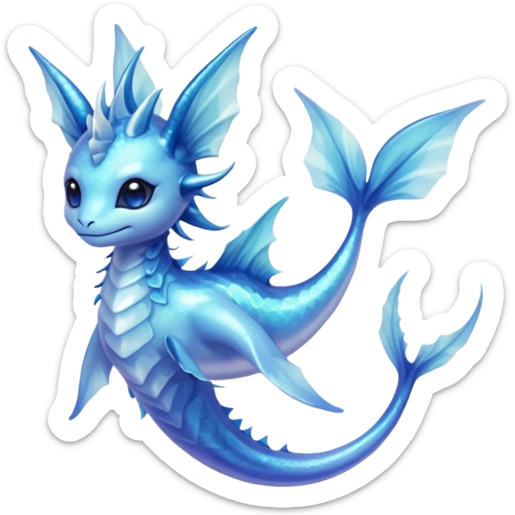 Deep-Sea Indigo Iridescent Jelly-Slick Aquatic Ghostly Vaporeon-Primarina-hybrid-creature (full body) sticker