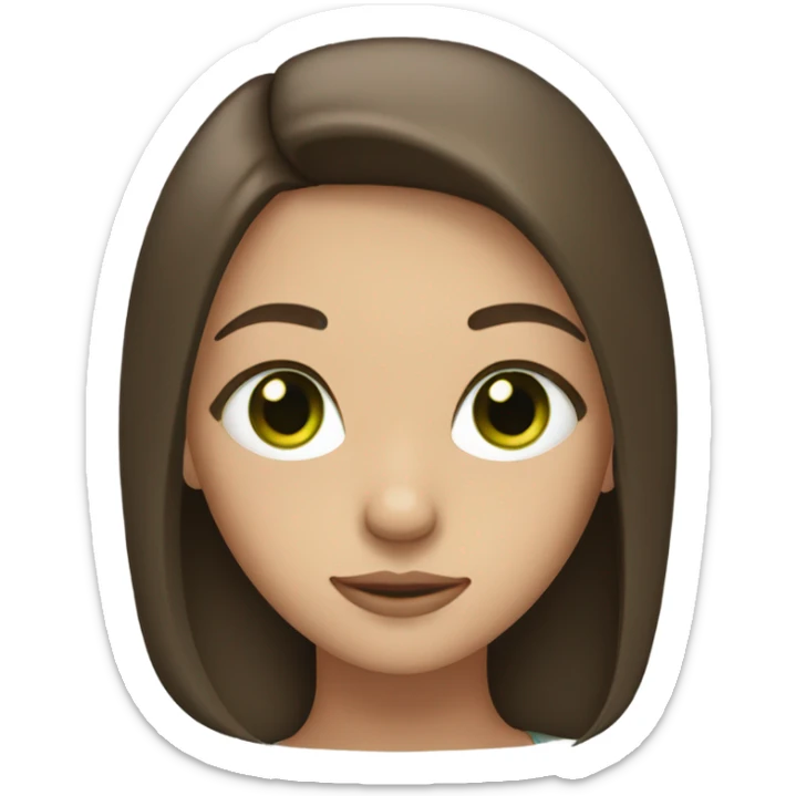 A white brunette girl with straight hair and green eyes sticker