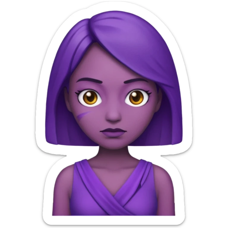 emoji of a racially ambiguous woman, who looks serious. no skin color please. use a color. sticker
