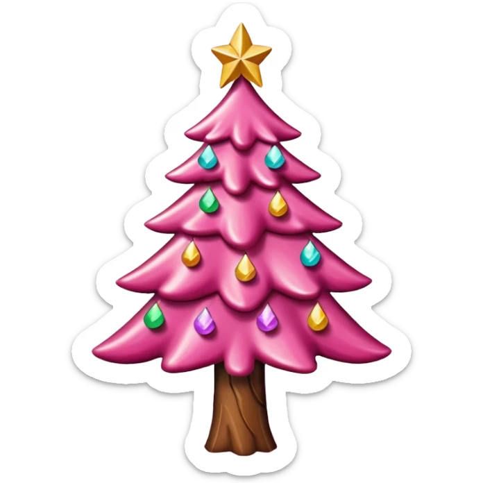Crea un arbol de navidad en color rosa que parezca de caramelo Agrega luces navideñas sticker