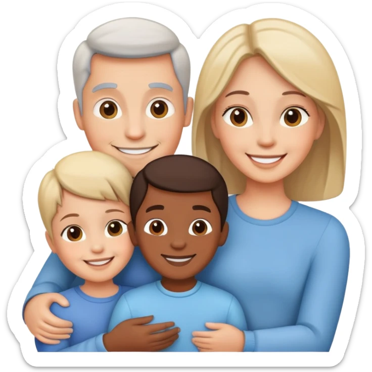 happy family with parents and two children smiling together sticker