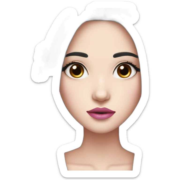 girl，white skin，black eyes，pink lips，black Long and straight hair in the middle, nevus at the moment sticker