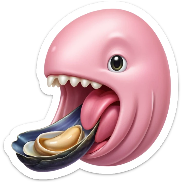 langue qui dépasse d'une bouche humaine ouverte et touche une moule ouverte sans coquille sticker