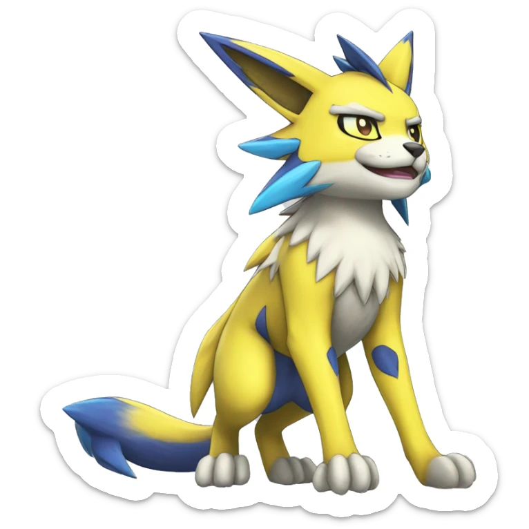 Shiny Colorful Anthro Edgy Cool Zeraora-Renamon-Pokémon-Fakémon Full Body Detailed High Quality  sticker