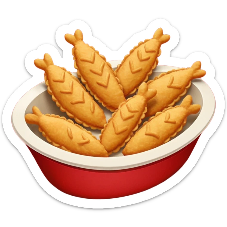 5 breaded chicken tenders of varying sizes and shapes in a red paper food boat sticker