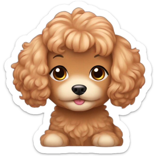 asian girl black hair with apricot color maltipoo sticker
