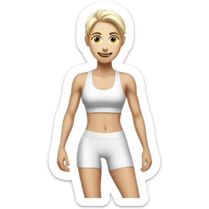 motivated skinny white skin color gym member sticker