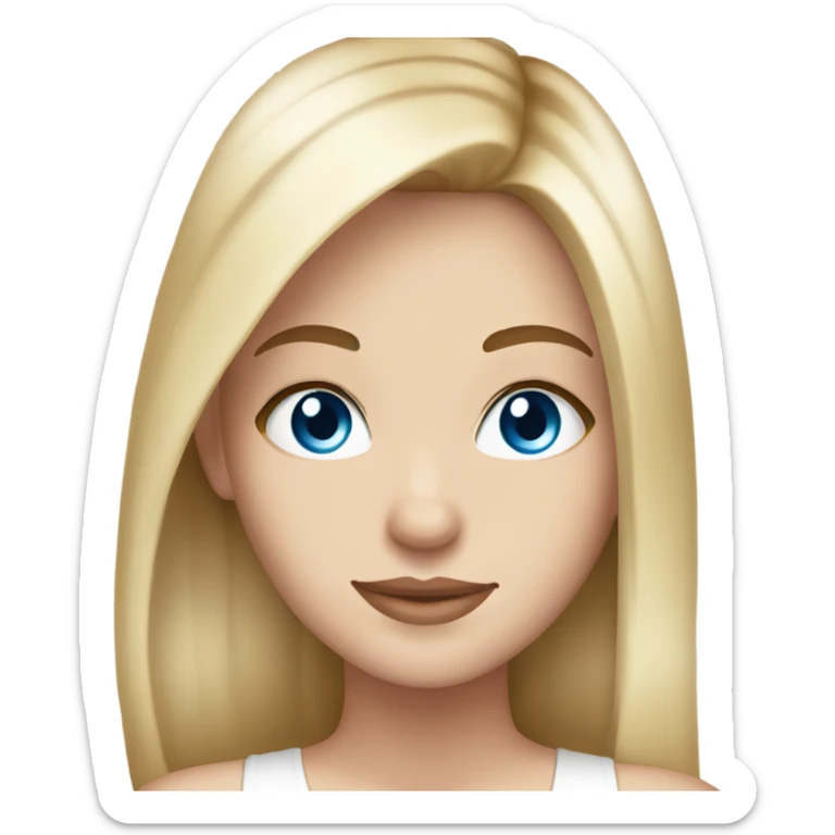 beautiful woman, long straight blonde hair, blue eyes, white tank top sticker