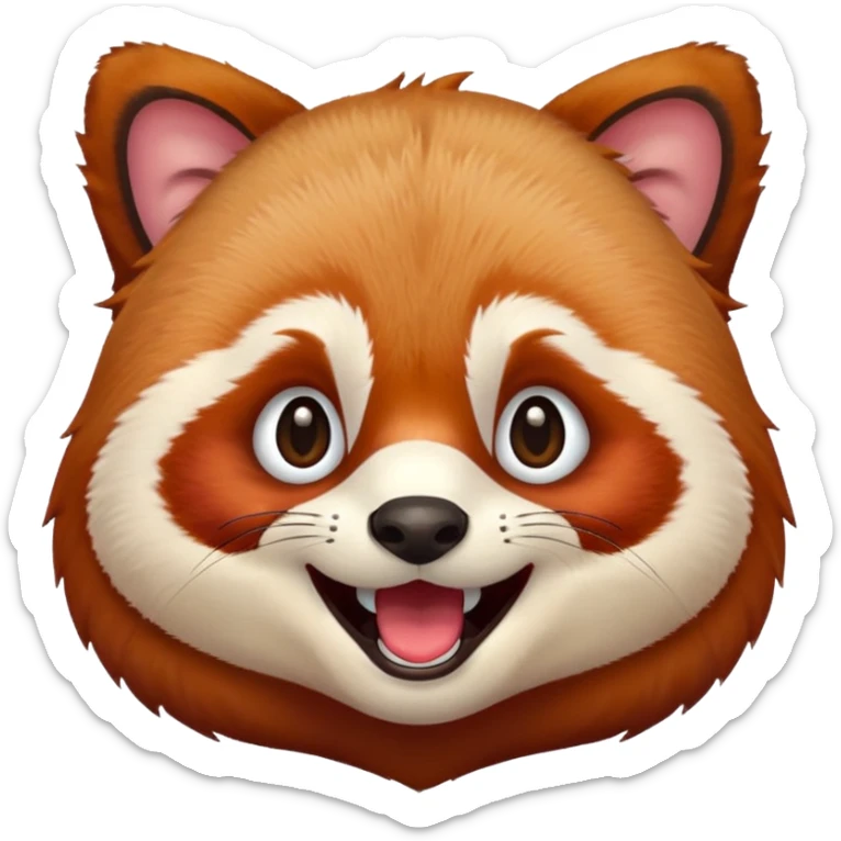 only the face of a red panda laughing emoji style with the laughing tears  sticker