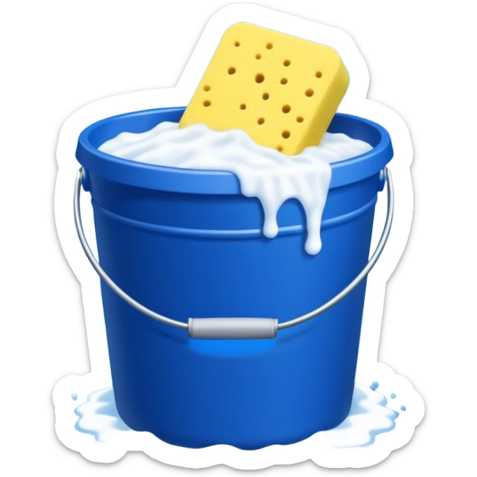 I want emoji with dark blue bucket that is filled with dtergent nd hace car wash sponge in yellow color sticker