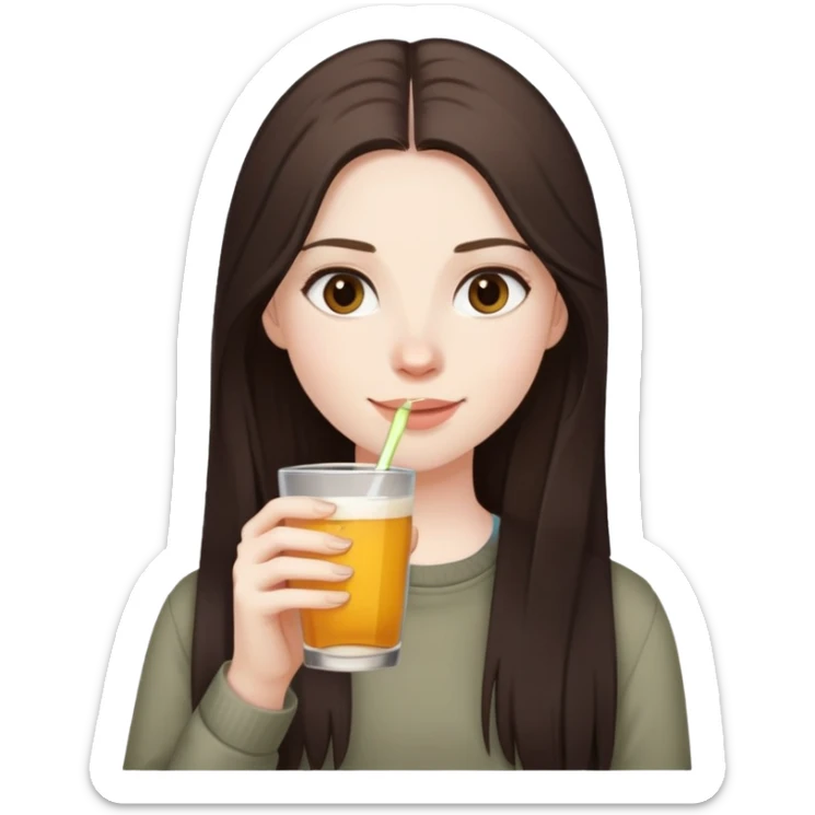girl with long dark brown hair and pale skin drinking with friends sticker