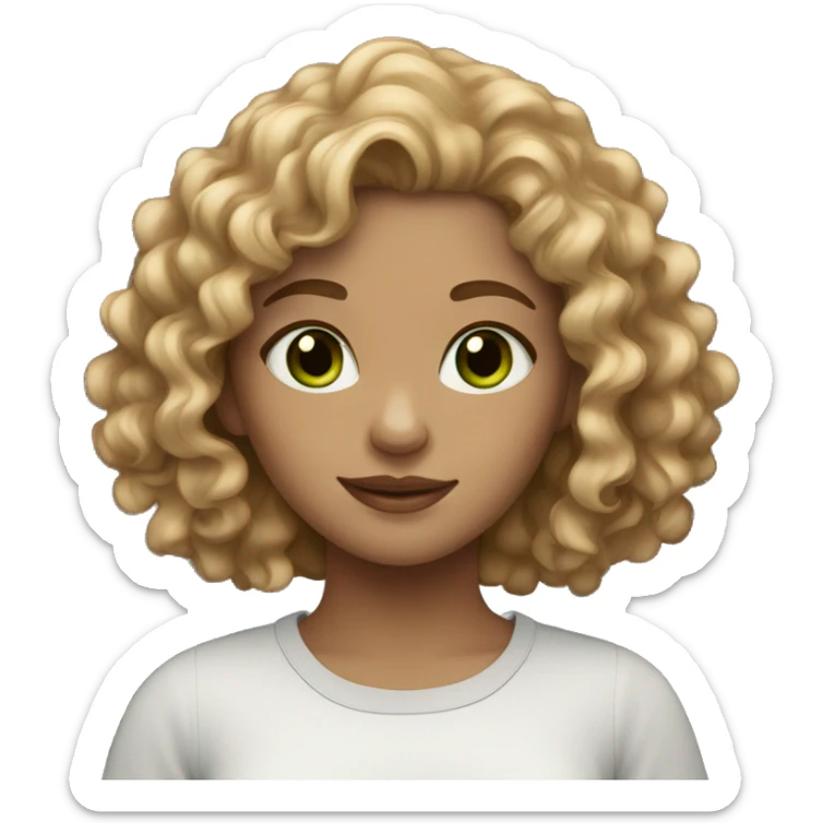girl with curly light brown hair and green eyes and light skin  sticker
