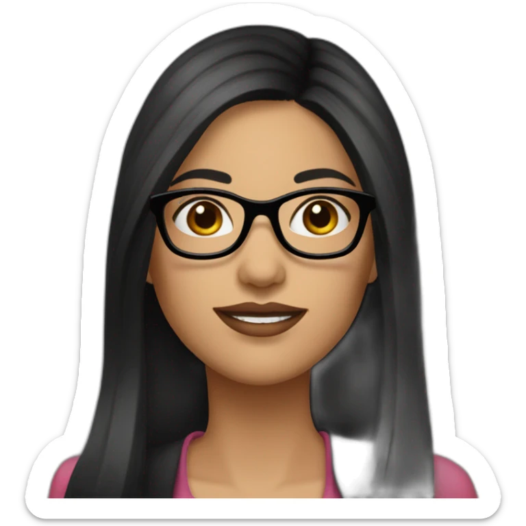 latina with glasses and dark long black straight hair with big lips and formal chothes sticker
