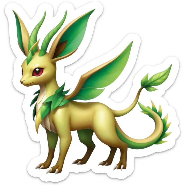 Exotic Tropical Rare Shiny Epic Ethereal Leafeon-Flygon-Tropius-hybrid, full body sticker