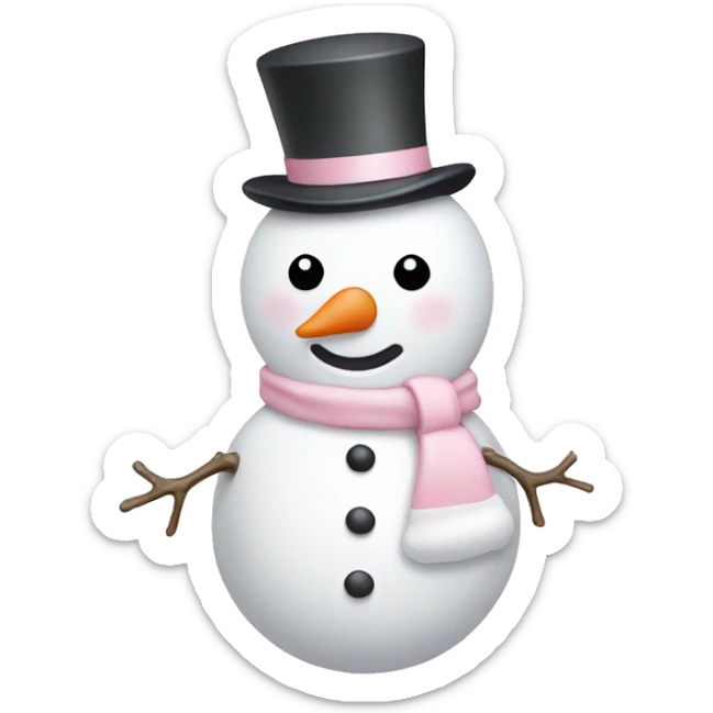 Cute white and light pink snowman sticker