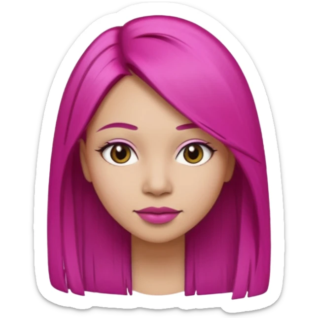fuchsia charcoal color dyed straight hair on a woman emoji 👩🏼 sticker