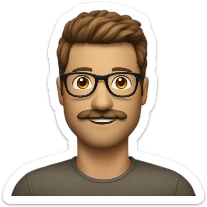 Quelqu’un avec des lunettes qui se coiffe sur les côtés, qui n’a pas de barbe ni de moustache sa couleur de cheveux est noire et ses yeux sont marrons sticker