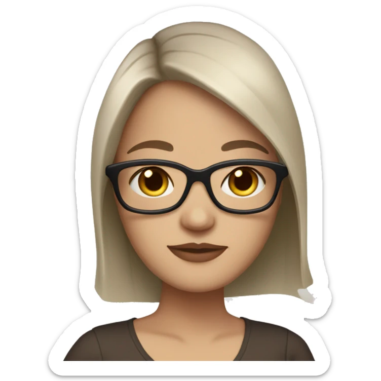 brown hair brown eyes long straight hair white skin woman glases pregnant sticker