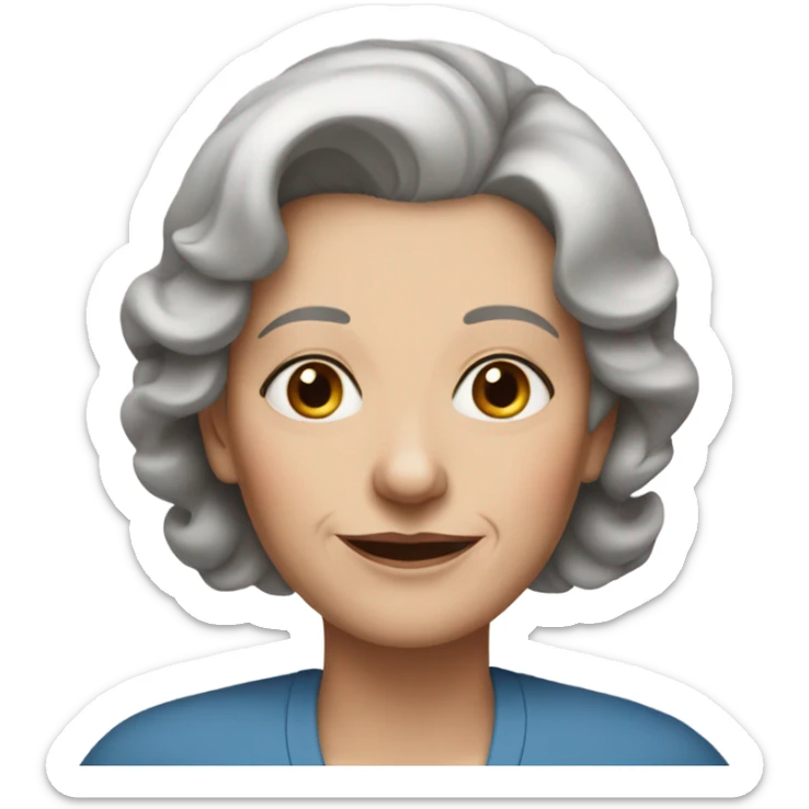 portrait of a older woman with blue eyes, brown hair and a few silver highlights  sticker