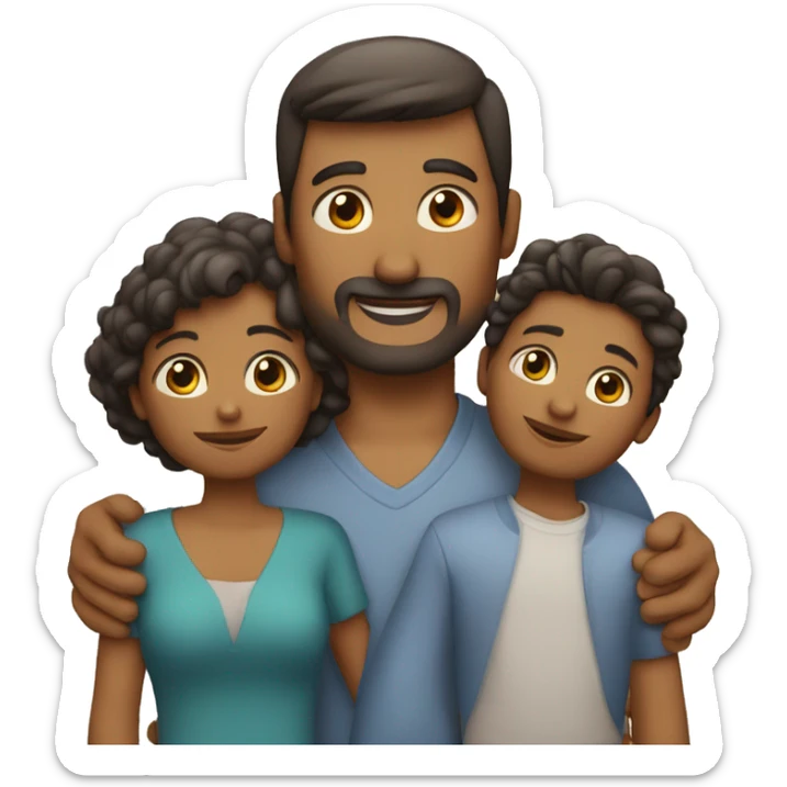 una familia solo con un padre y dos hijos, un hijo mayor que el otro. sticker