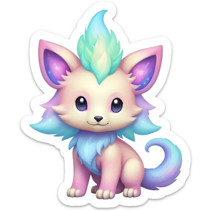 Cute cool colorful pastel nebula fantasy animal hybrid Fakemon full body  sticker