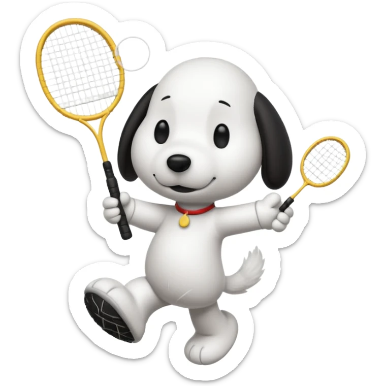 SNOOPY jugador del bádminton jugando con una sola raqueta
 sticker