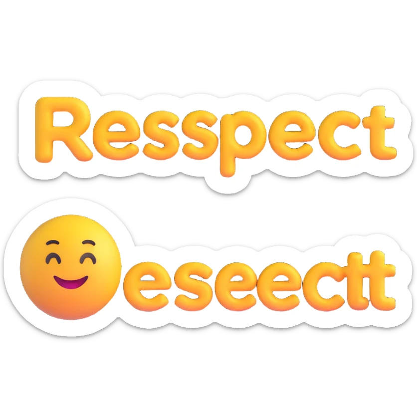 colorful 3D circular emoji with the word 'respect' in the center in a modern font sticker