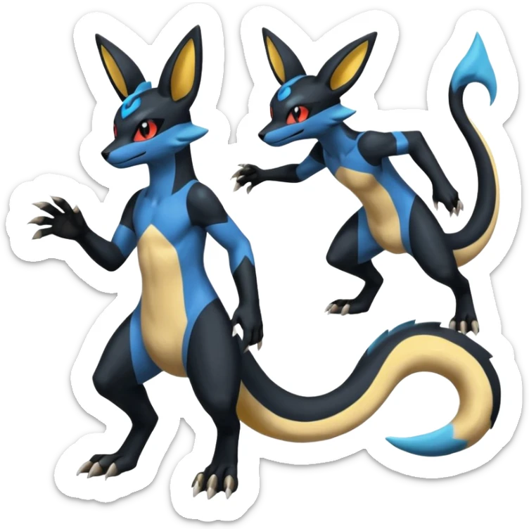 Umbreon-Lucario-Salandit-Zeraora-fusion, full body sticker