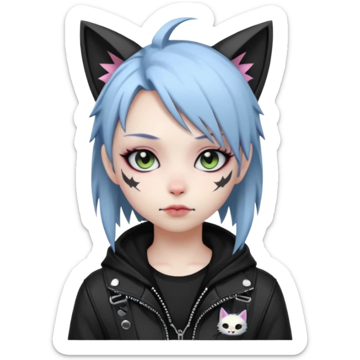 Edgy Kawaii Cute Cool Cartoon Anime Punk Techwear Gothic Catgirl sticker