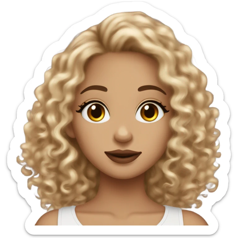 Pretty girl with make up brown and blonde curly hair light skin nose ring ￼ sticker