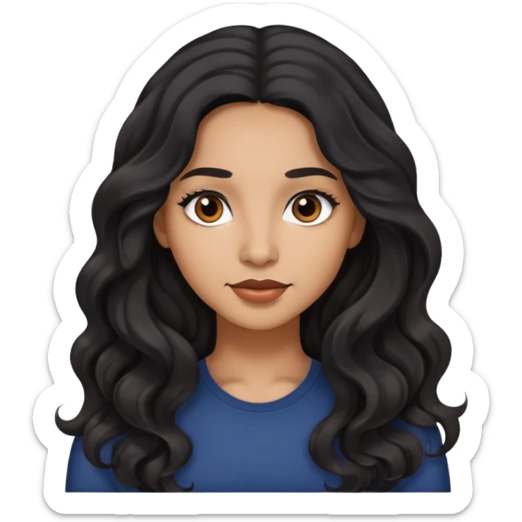 Une femme métisse avec les cheveux longs noirs légèrement ondulés et les yeux marrons foncés. sticker
