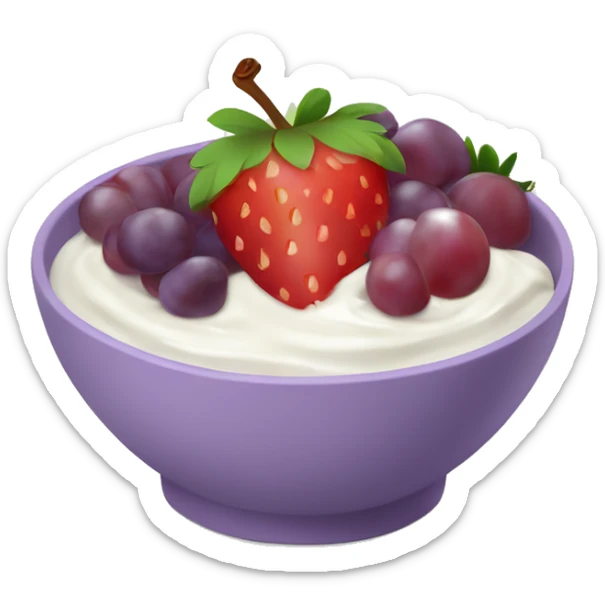 fruit yogurt bowl with strawberries and grapes sticker