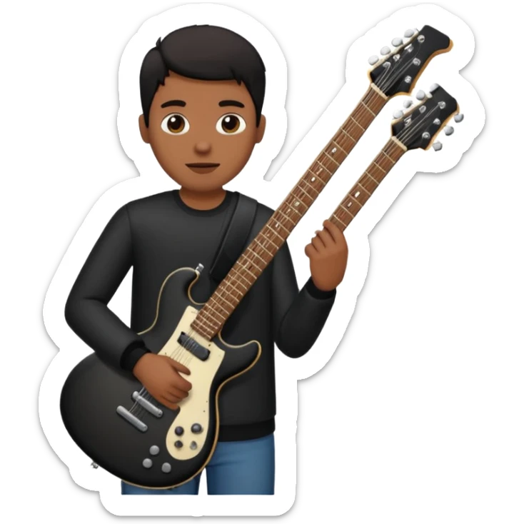 🙂 bu emojinin elinde eloktronik gitar olsun elektronik gitar siyah olsun sticker