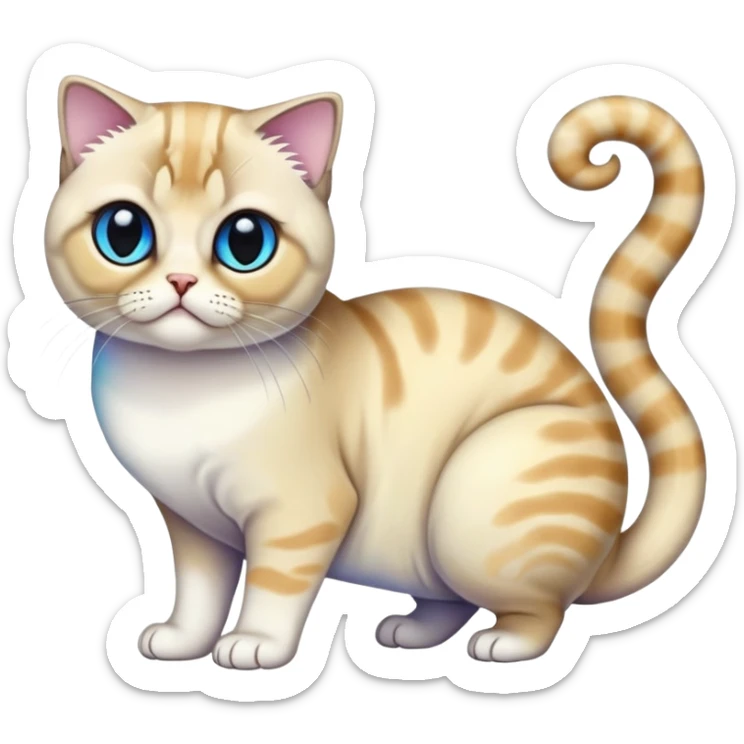 Colorful exotic iridescent tropical shiny Fantasy-Siamese-Scottish-Fold-feline-Fakémon-feline-hybrid (full body) sticker