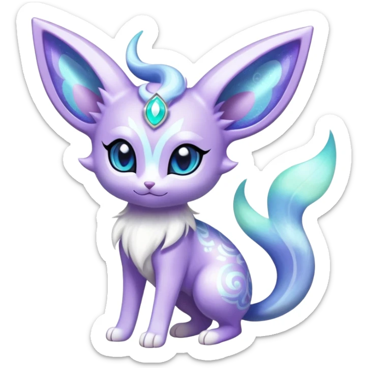 Shiny Exotic Cute Adorable Majestic Ethereal Sparkly Espeon-Meowstic-Hybrid-Creature with pattern-markings sticker