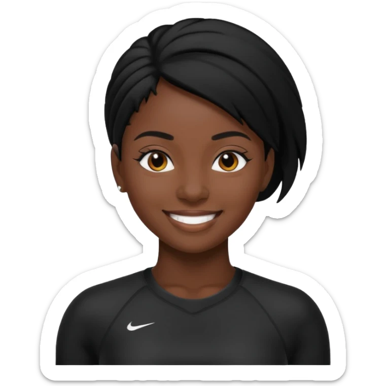 Femme noire avec cheveux noir et qui fait du sport en tenue noire.  sticker