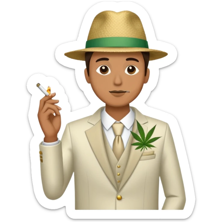 Person in fancy clothes sneaking into wedding ceremony smoking cannabis, full body sticker