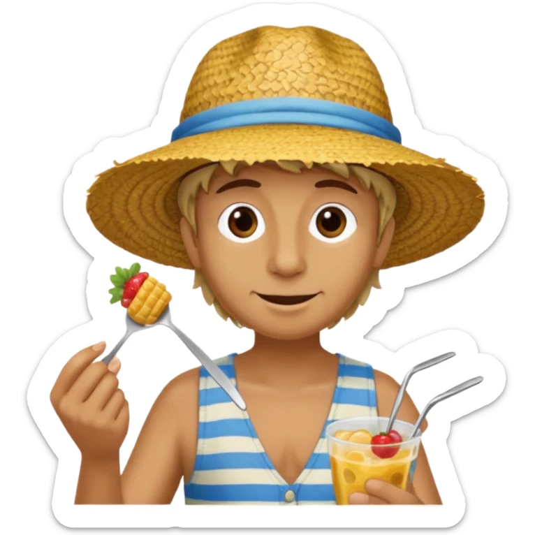 Gars Créole réunionnais chapeau paille tong au pieds  sticker