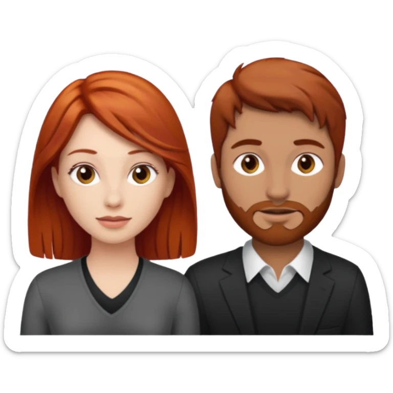 en base a esto👩🏻‍❤️‍💋‍👨🏻, hacer mujer pelirroja y hombre con pelo café sticker