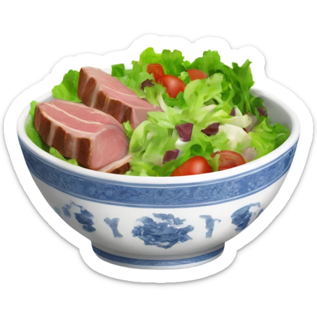 fine china bowl filled with salad and meat sticker