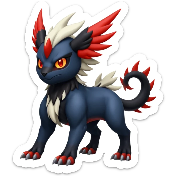 Handsome cool badass edgy Absol-Litten-Guilmon-Giratina-Yveltal-Pokémon-Fakémon-fusion-hybrid-creature sticker