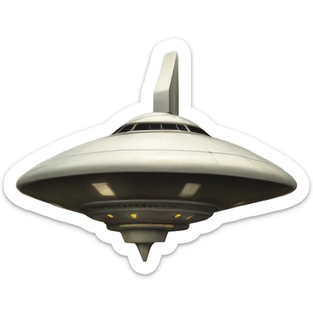 50s Photograph Painted Flying Starship spacecraft bird’s house wooden  sticker