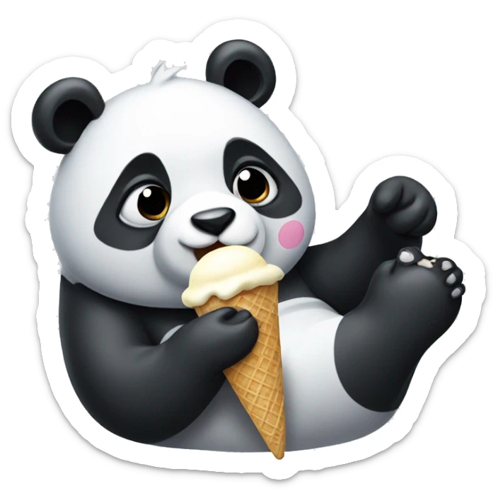 Panda eating ice cream sticker